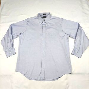 🔥3/$15 PRESWICK & MOORE BLUE LONG SLEEVE BUTTON DOWN DRESS SHIRT SIZE 17.5 X 35